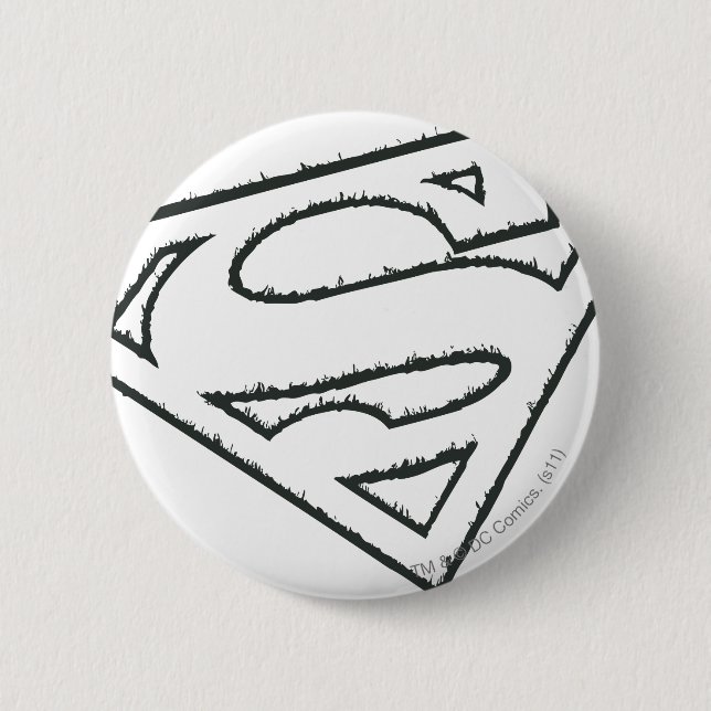 Superman S-Shield | Sideways Grunge Logo Pinback Button (Front)