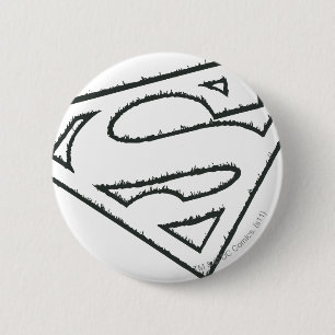 Superman S-Shield   Sideways Grunge Logo Pinback Button