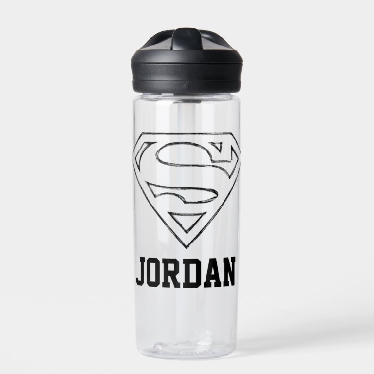 Superman S-Shield | Simple Black | Add Your Name Water Bottle