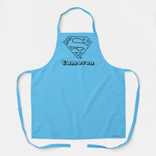 Superman S_Shield  Simple Black Outline Logo 2 Apron