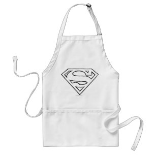 Superman S-Shield   Simple Black Outline Logo Adult Apron