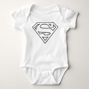 Superman S-Shield | Simple Black Outline Logo Baby Bodysuit