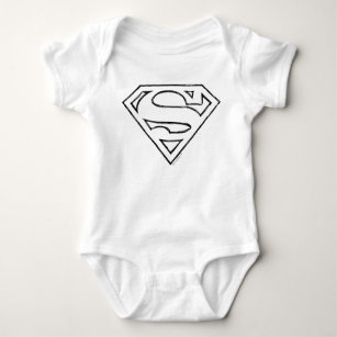 Superman S-Shield   Simple Black Outline Logo Baby Bodysuit