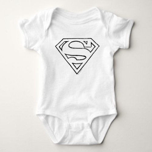 Superman S_Shield  Simple Black Outline Logo Baby Bodysuit