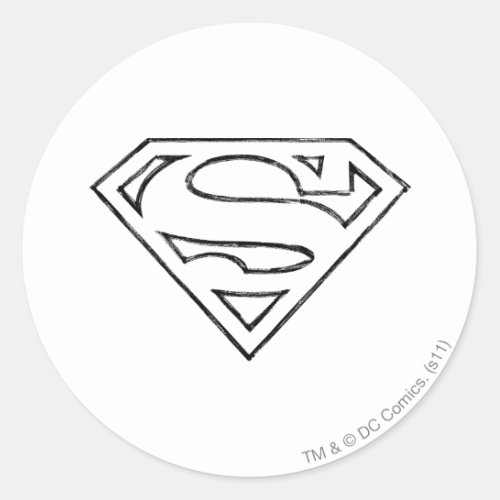 Superman S_Shield  Simple Black Outline Logo Classic Round Sticker