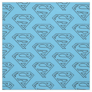 Superman S-Shield   Simple Black Outline Logo Fabric
