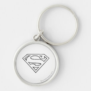 Superman S-Shield   Simple Black Outline Logo Keychain