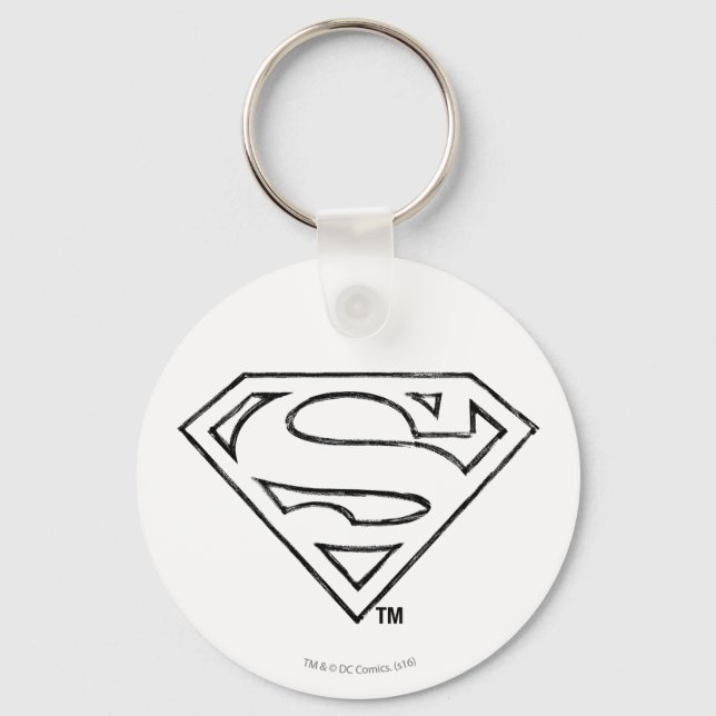 Superman S-Shield | Simple Black Outline Logo Keychain (Front)