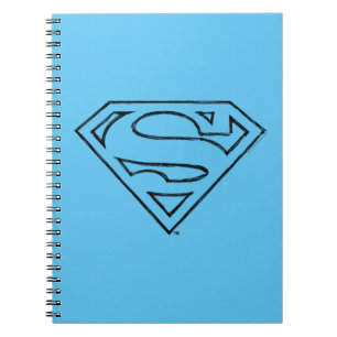 Superman S-Shield Simple Black Outline Logo Notebook