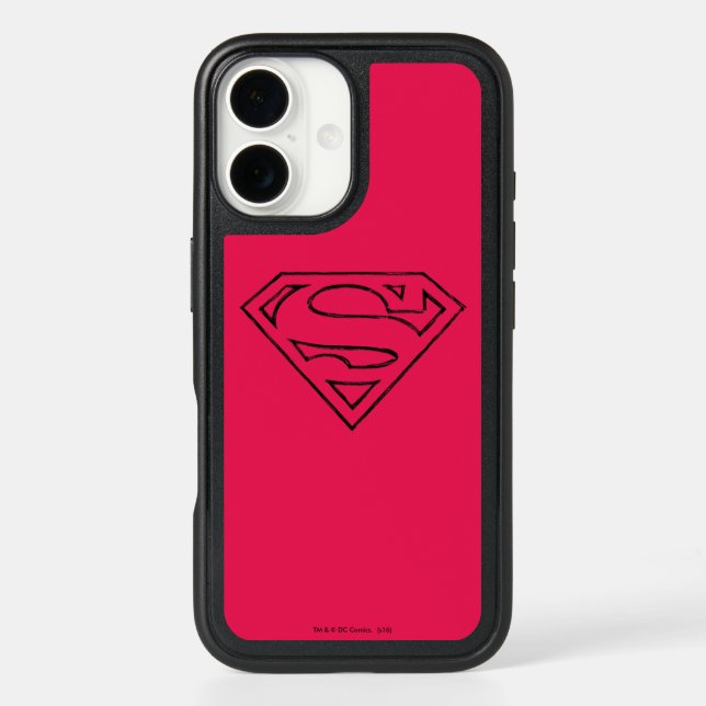 Superman S-Shield | Simple Black Outline Logo Otterbox iPhone Case (Back)