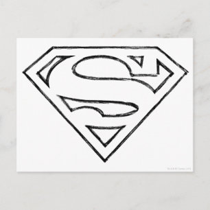 Superman S-Shield Simple Black Outline Logo Postcard
