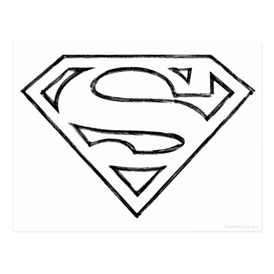 Superman S-Shield | Simple Black Outline Logo Postcard | Zazzle.com