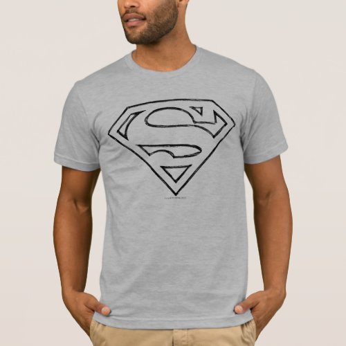 Superman S_Shield  Simple Black Outline Logo T_Shirt