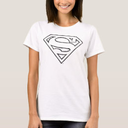 Superman S-Shield | Simple Black Outline Logo T-Shirt