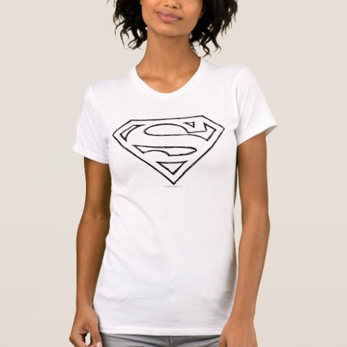 Superman S_Shield  Simple Black Outline Logo T_Shirt