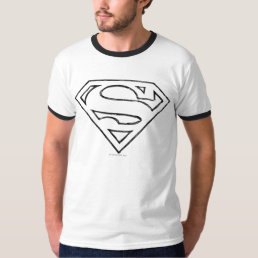 Superman S-Shield | Simple Black Outline Logo T-Shirt