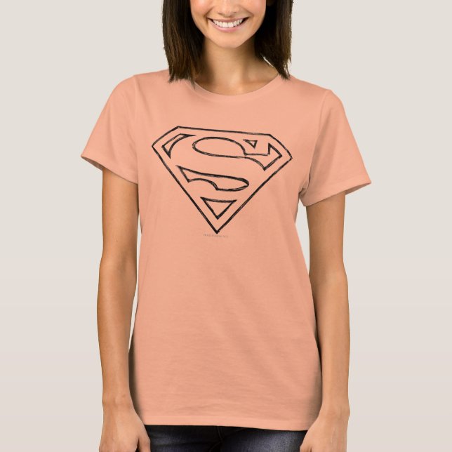 Superman S-Shield | Simple Black Outline Logo T-Shirt (Front)