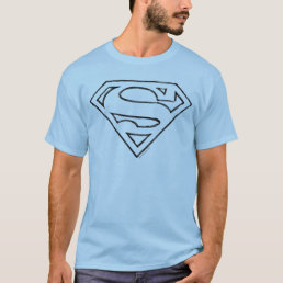 Superman S-Shield | Simple Black Outline Logo T-Shirt