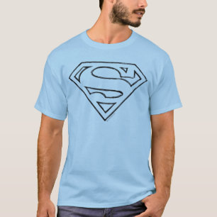 Superman S-Shield   Simple Black Outline Logo T-Shirt