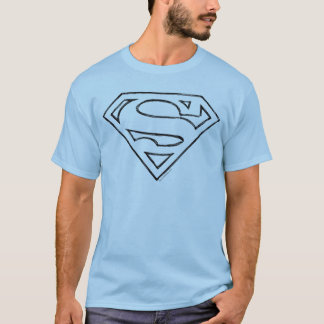 Superman S-Shield | Simple Black Outline Logo T-Shirt
