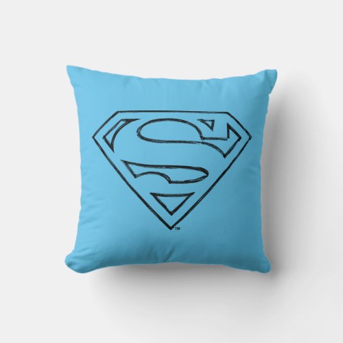 Superman S_Shield  Simple Black Outline Logo Throw Pillow