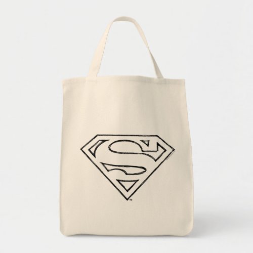 Superman S_Shield  Simple Black Outline Logo Tote Bag