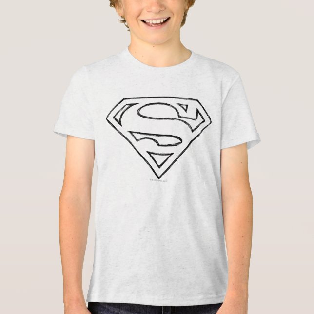 Superman S-Shield | Simple Black Outline Logo Tri-Blend Shirt (Front)