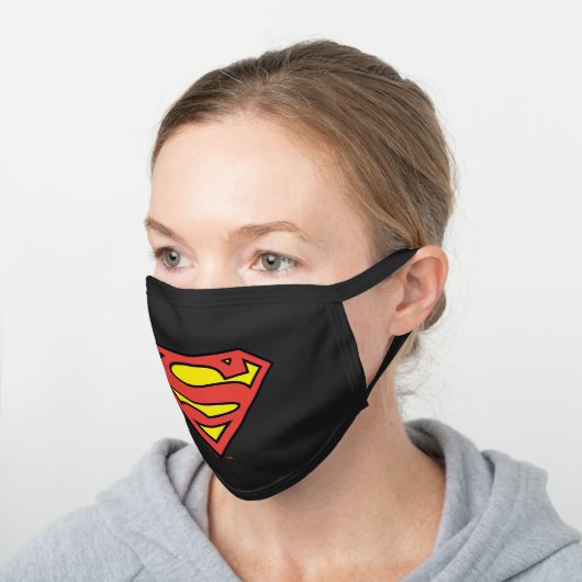 Superman S-Shield | Superman Logo Black Cotton Face Mask (Angled)