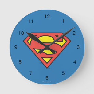 Superman S-Shield Superman Logo Round Clock
