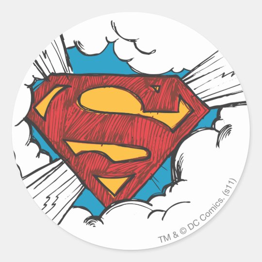 Superman S Shield Within Clouds Logo Classic Round Sticker