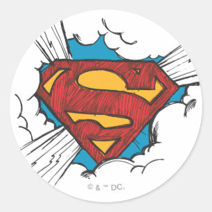 Superman S-Shield Within Clouds Logo Classic Round Sticker