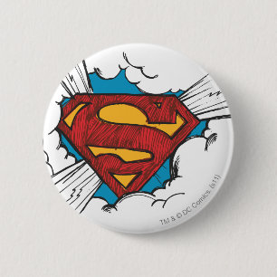 Superman S-Shield   Within Clouds Logo Pinback Button