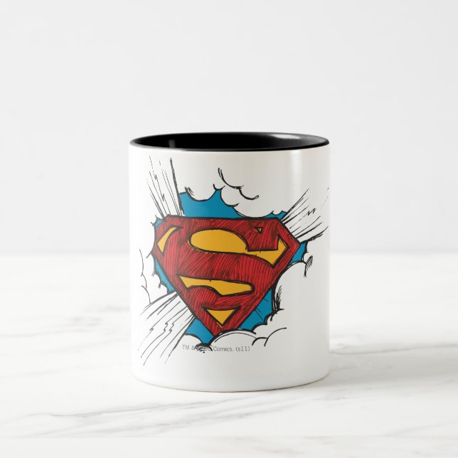Superman S-Shield | Within Clouds Logo Two-Tone Coffee Mug (Center)