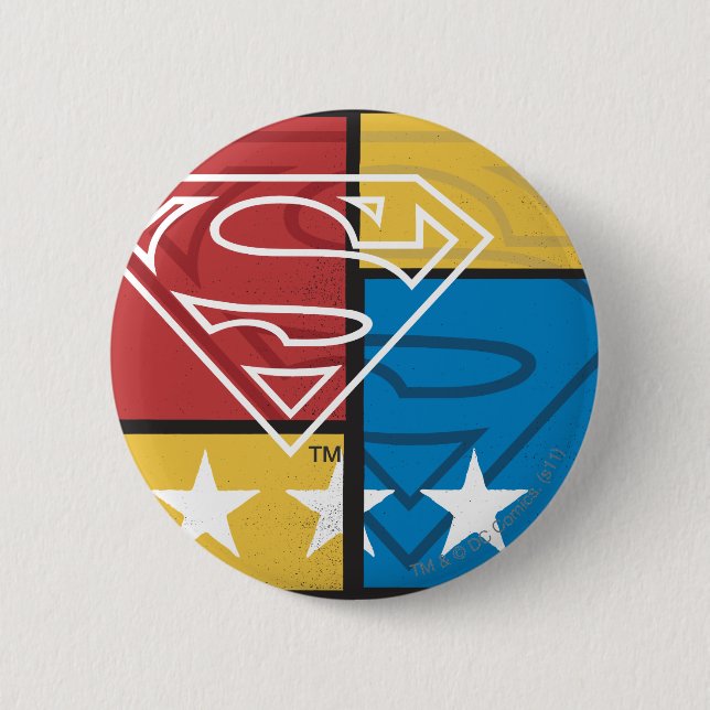 Superman Shield with Stars Button (Front)