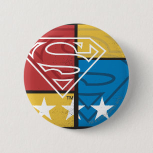 Superman Shield with Stars Button
