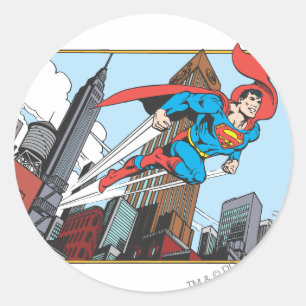 Superman & Skyscrapers Classic Round Sticker