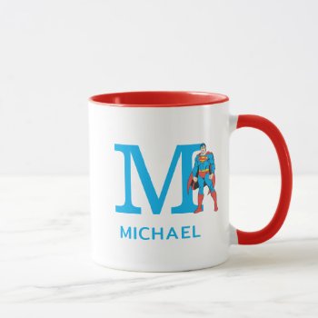 Superman Standing | Add Your Monogram & Name Mug by superman at Zazzle