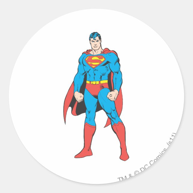 Superman Standing Classic Round Sticker (Front)
