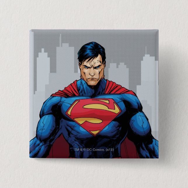 Superman Standing Pinback Button (Front)