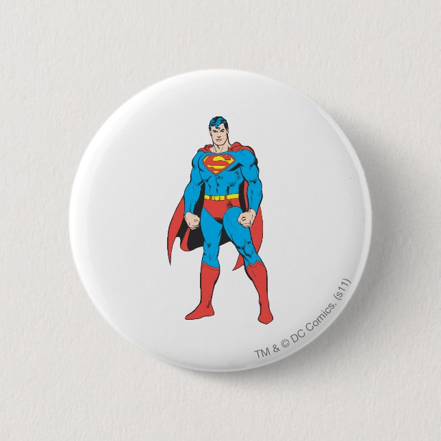 Superman Standing Pinback Button (Front)