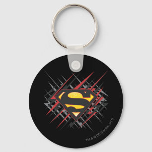 Superman Stylized   Black and Red Strikes Logo Keychain