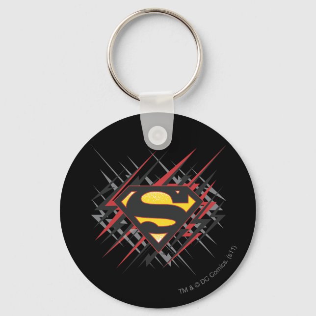 Superman Stylized | Black and Red Strikes Logo Keychain (Front)
