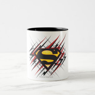 Superman Stylized Black and Red Strikes Logo Two-Tone Coffee Mug