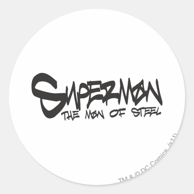 Superman Stylized | Black Letters Graffiti Logo Classic Round Sticker (Front)
