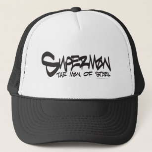 Superman Stylized   Black Letters Graffiti Logo Trucker Hat