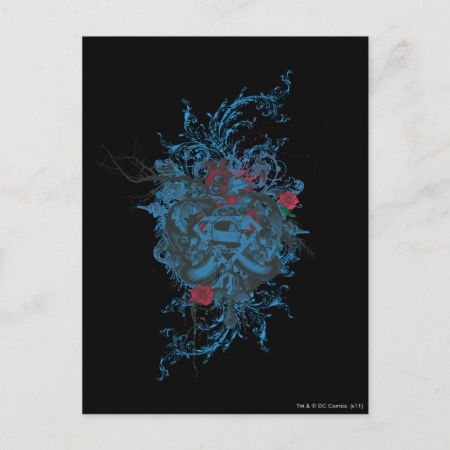 Superman Stylized | Blue Heart Red Logo Postcard (Front)