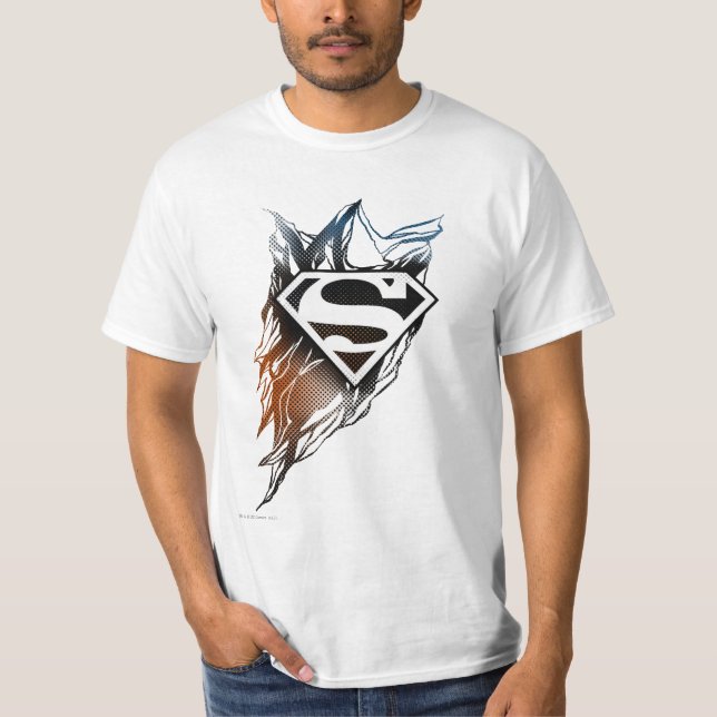Superman Stylized | Blue Orange Logo T-Shirt (Front)