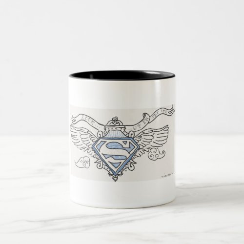 Superman Stylized  Blue Outline Wings Logo Two_Tone Coffee Mug