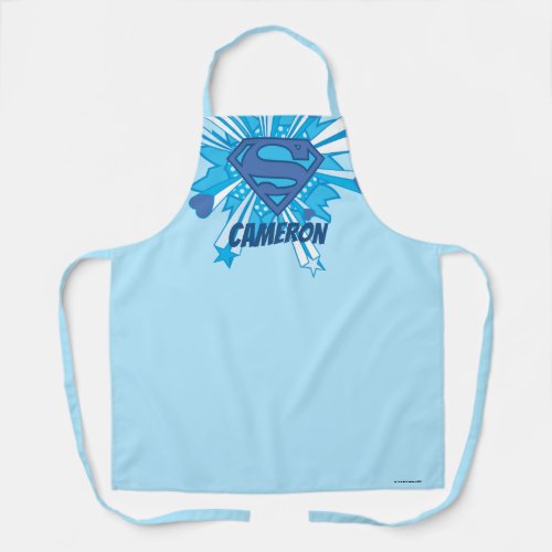 Superman Stylized  Blue Shield Hearts Logo Apron