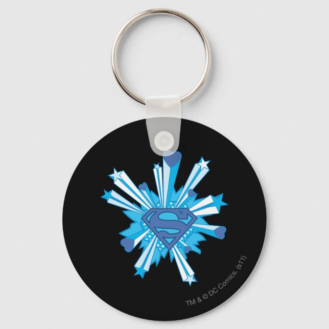 Superman Stylized | Blue Shield Hearts Logo Keychain (Front)